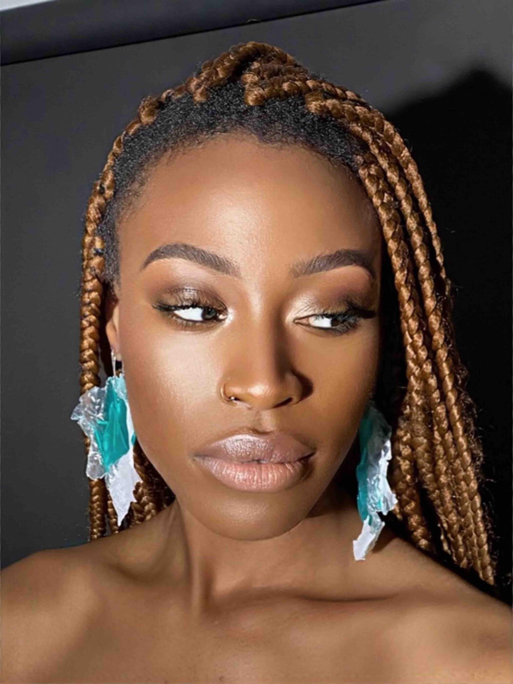 Jahzara futuristic earrings in turquoise & small - allmymillionmoons