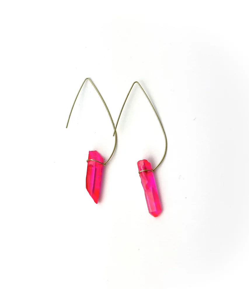Rush Kristallspitzen Ohrringe neonpink - allmymillionmoons